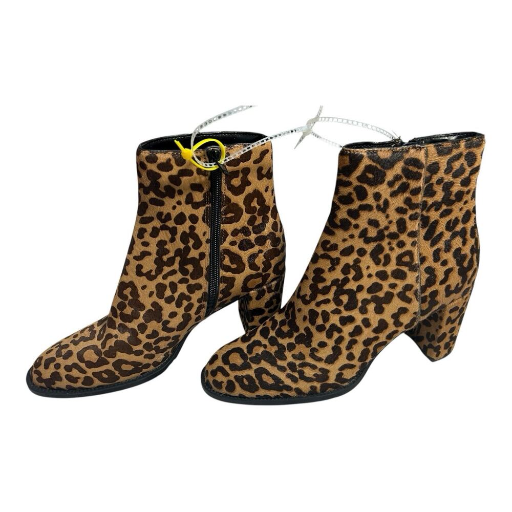 NWOB Steve Madden Sz 8M Jozie Cropped Ankle Boot Leopard Animal Print Bootie Fur - Picture 3 of 9
